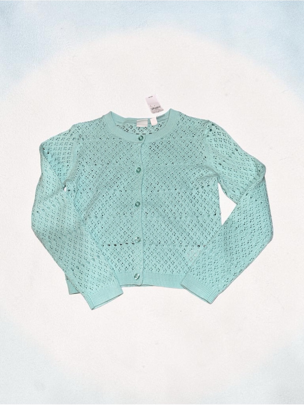 GAP Mint Aqua Openwork Button Cardigan Girls (S) NEW